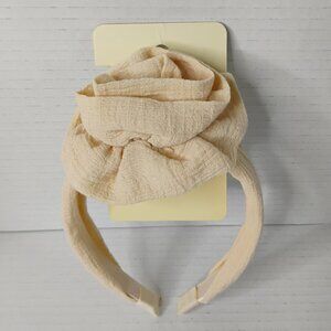 Copper Key Girls' Headband – Textured Knot Design – Natural Cream Color – NEW